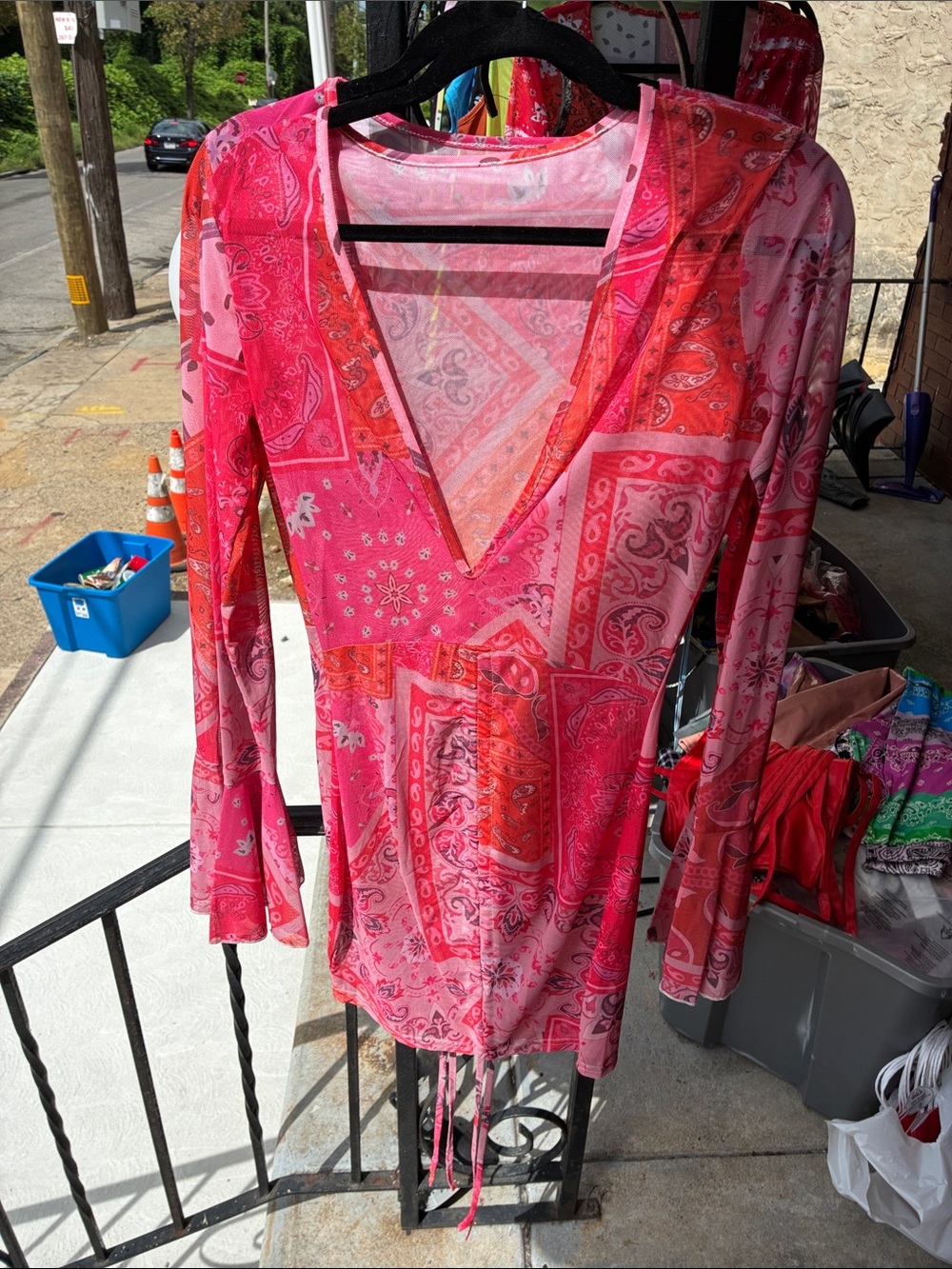Pink & Coral Bandana Print Hooded Tunic